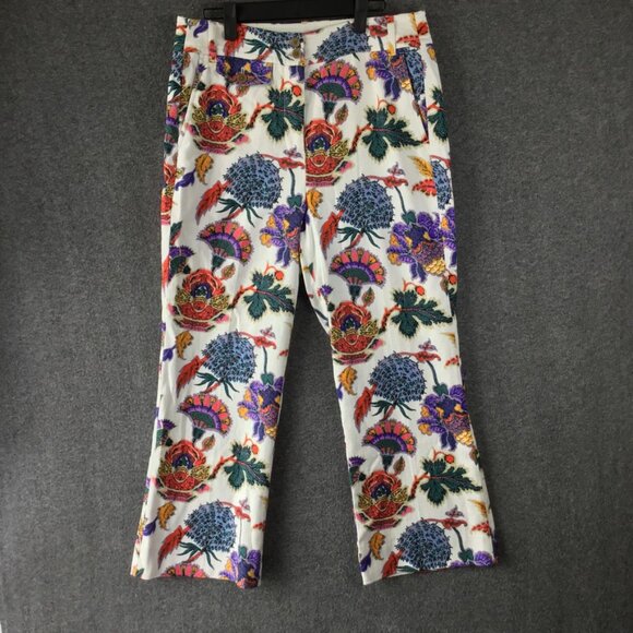 J. Crew Re-Imagined Anderson Floral Textured Cropped Pants Sz 8 - Picture 1 of 10